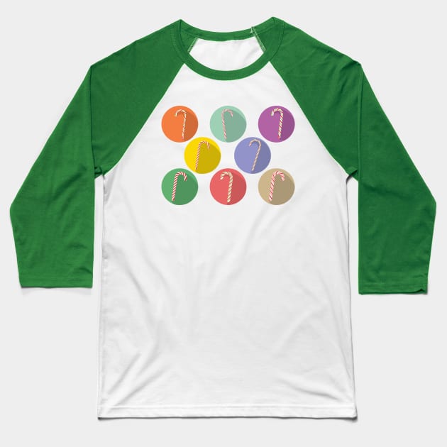 Candy Canes Baseball T-Shirt by AnnArtshock